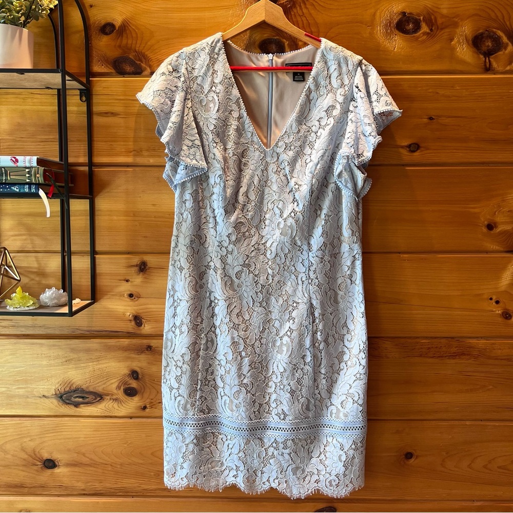 Light Blue Special Occasions Dress with Lace Overlay
